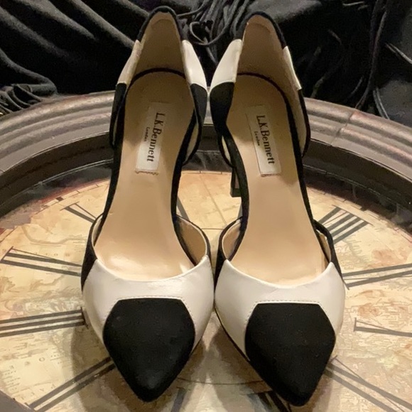 L.K.Bennett suede black/white pump. Size 36.5 - Picture 2 of 9